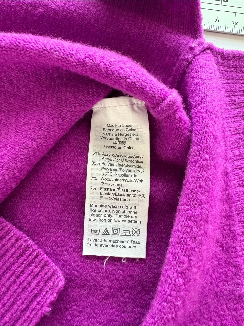 J.Crew Wool Blend Fuchsia Brushed Knit Crewneck Sweater XS Soft Cozy